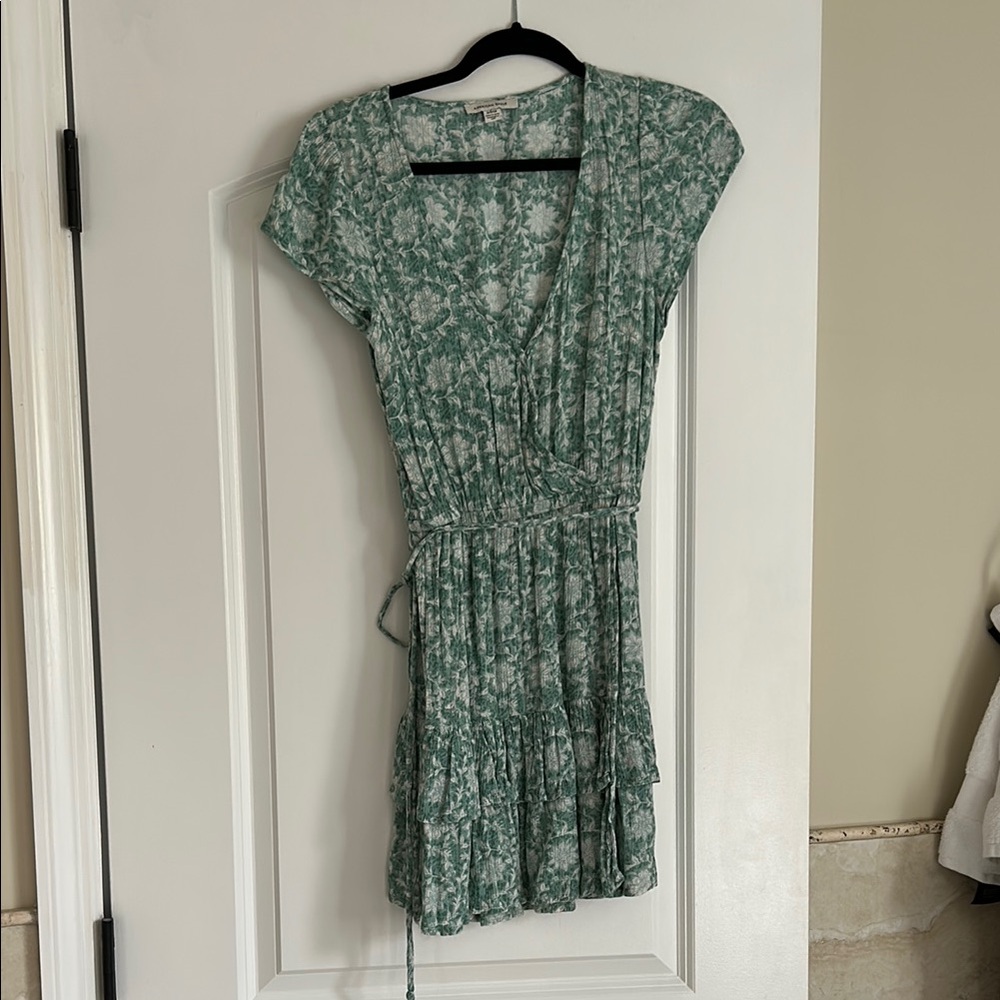 Floral Green Wrap Dress